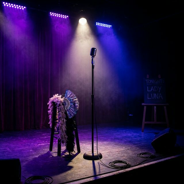 Spotlight on a drag stage microphone